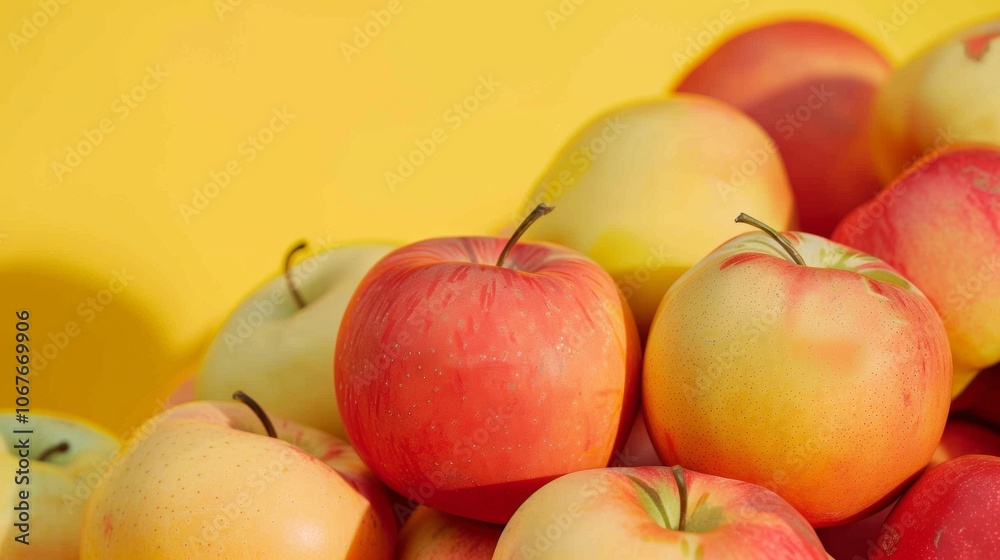 Close-Up of Apples with Yellow Background Close-Up of Apples with Yellow Background