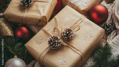 christmas gift box and decorations