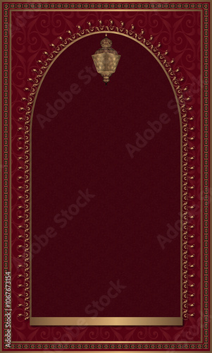 Muslim prayer rug illustration design. Ramadan Greeting card , Muslim and islamic representative window pattern.
