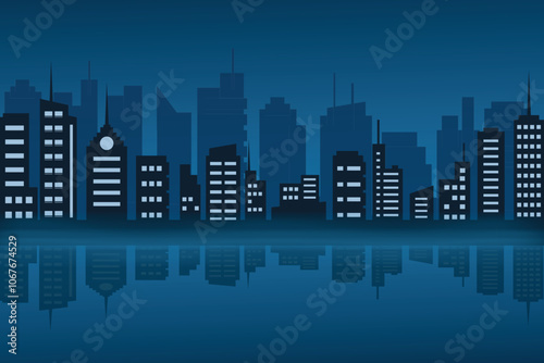Cityscape background, City town landscape concept, buildings background. Vector city silhouette. Modern urban landscape