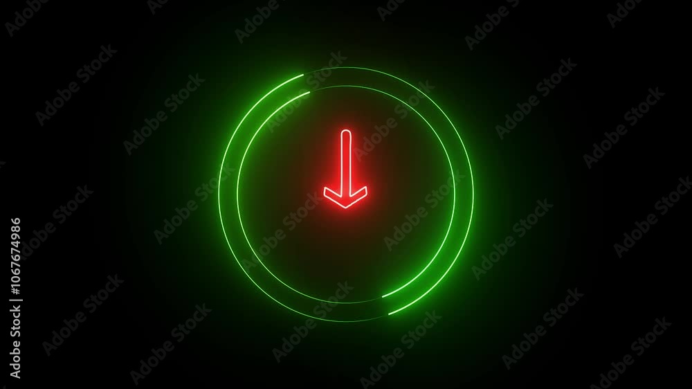 neon down direction arrow animation with black background. neon arrow animation background. neon down direction arrow animation with black background. neon arrow animation background.