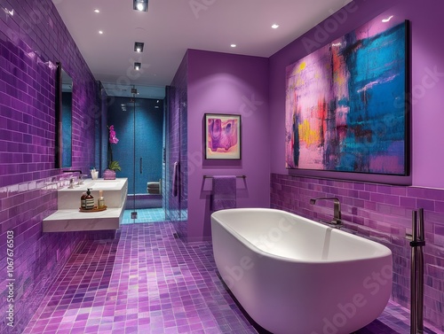 Modern Bathroom with Purple...