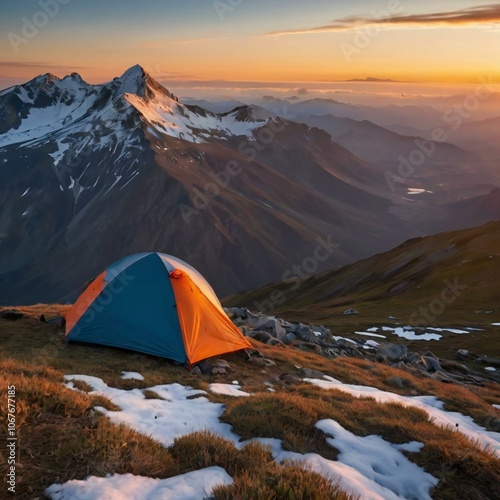 Mountain Camping at Sunrise