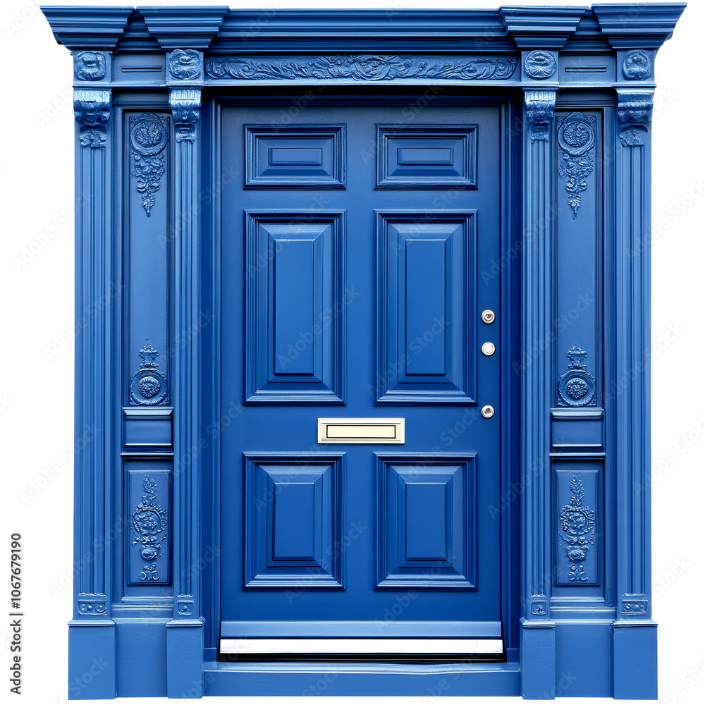 Blue Wooden Door Isolated on Transparent Background Blue Wooden Door Isolated on Transparent Background