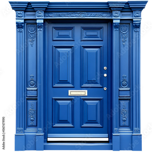 Blue Wooden Door Isolated on Transparent Background