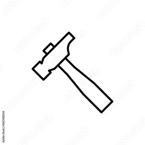 Hammer icon Thin line vector illustration set