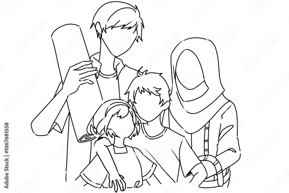 Obraz premium father, mother, son and daughter are shopping