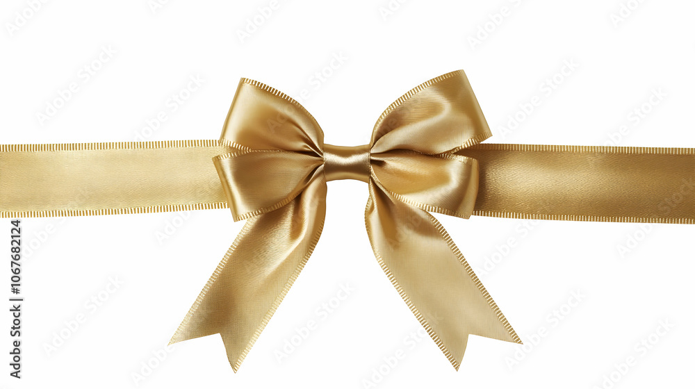 Gold ribbon and bow isolated on a white background Gold ribbon and bow isolated on a white background