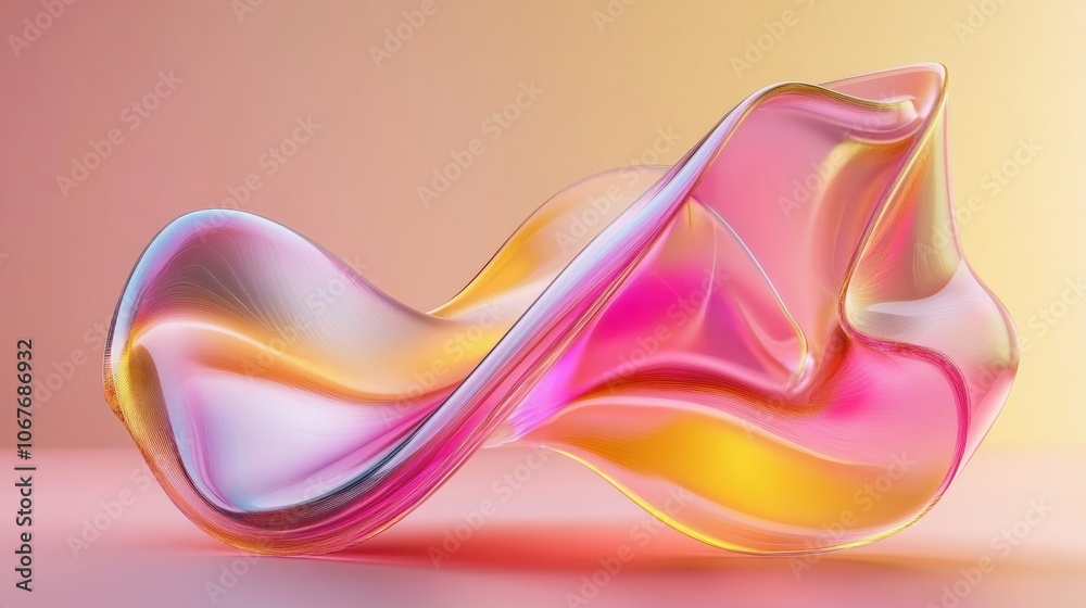 3Drendered holographic glass wave with colorful curvature on a bright background suitable for banners wallpapers and posters 3Drendered holographic glass wave with colorful curvature on a bright background suitable for banners wallpapers and posters
