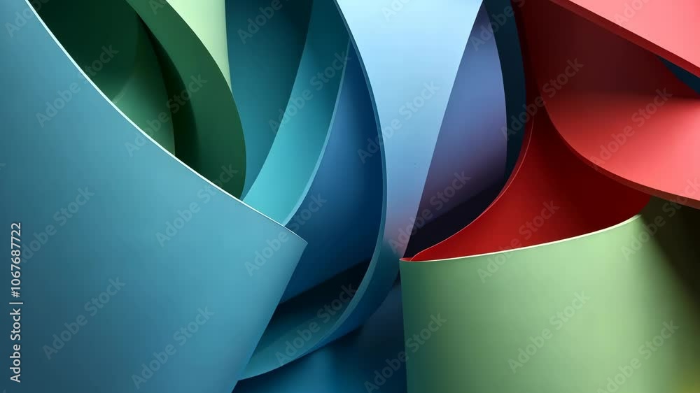 Colorful curved shapes form a geometric pattern