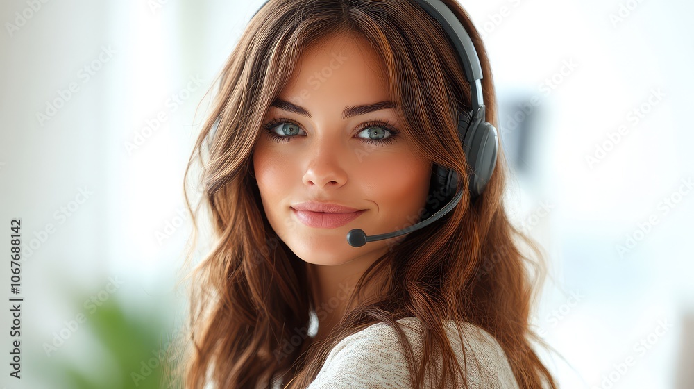 Professional Woman Communicating Effectively Through Headset During Customer Support Interaction Professional Woman Communicating Effectively Through Headset During Customer Support Interaction