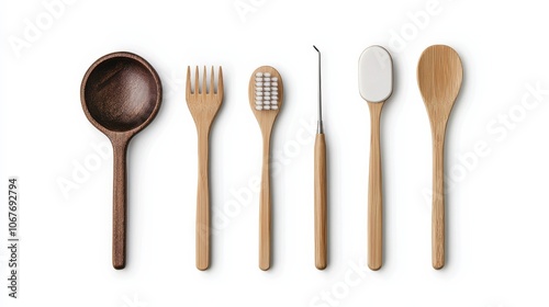 Wooden Utensils and Tools for Eco-Friendly Kitchen and Bathroom.