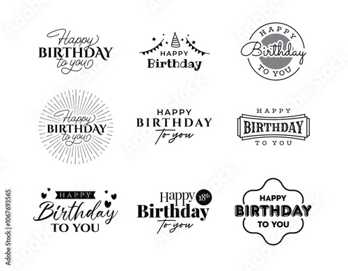 Collection of happy birthday badge