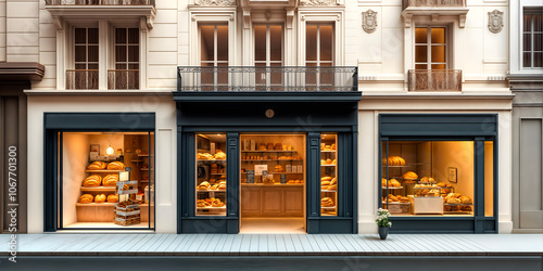 Fototapeta Naklejka Na Ścianę i Meble -  Store facade, shop window, street view, front view boulangerie