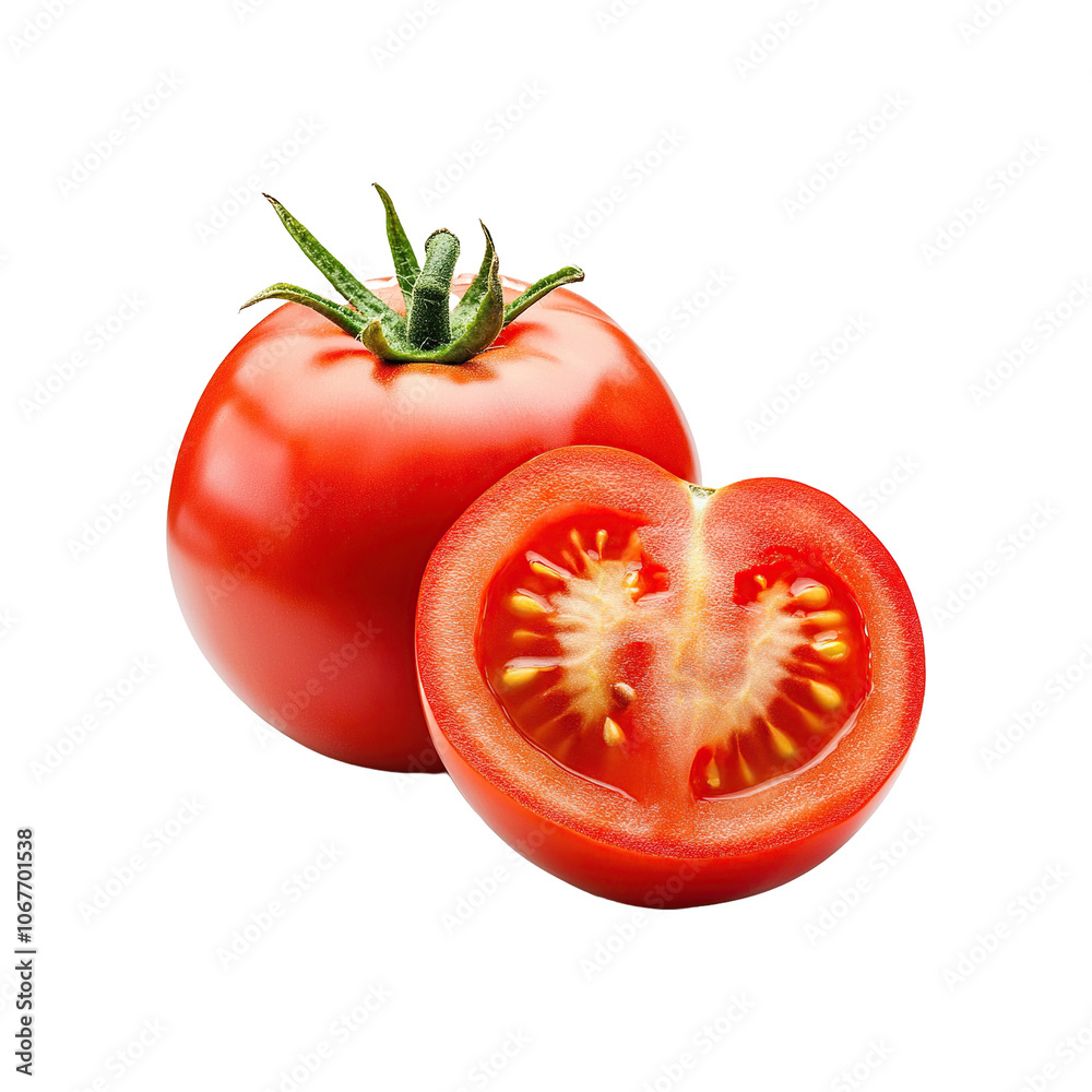 Fresh Red Tomato Cut In Half Isolated On Transparent Background Fresh Red Tomato Cut In Half Isolated On Transparent Background