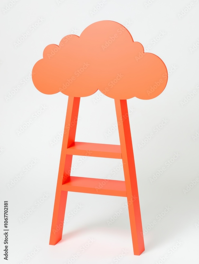 Cloud Shaped Orange Ladder Bookshelf Cloud Shaped Orange Ladder Bookshelf