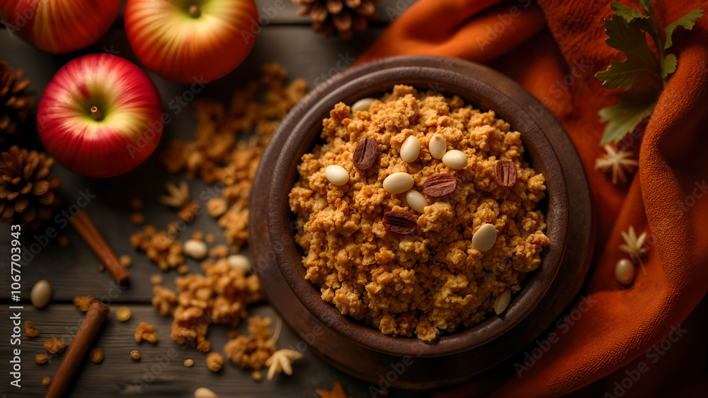 Rustic Autumn Granola Mix with Cozy Decorations Rustic Autumn Granola Mix with Cozy Decorations