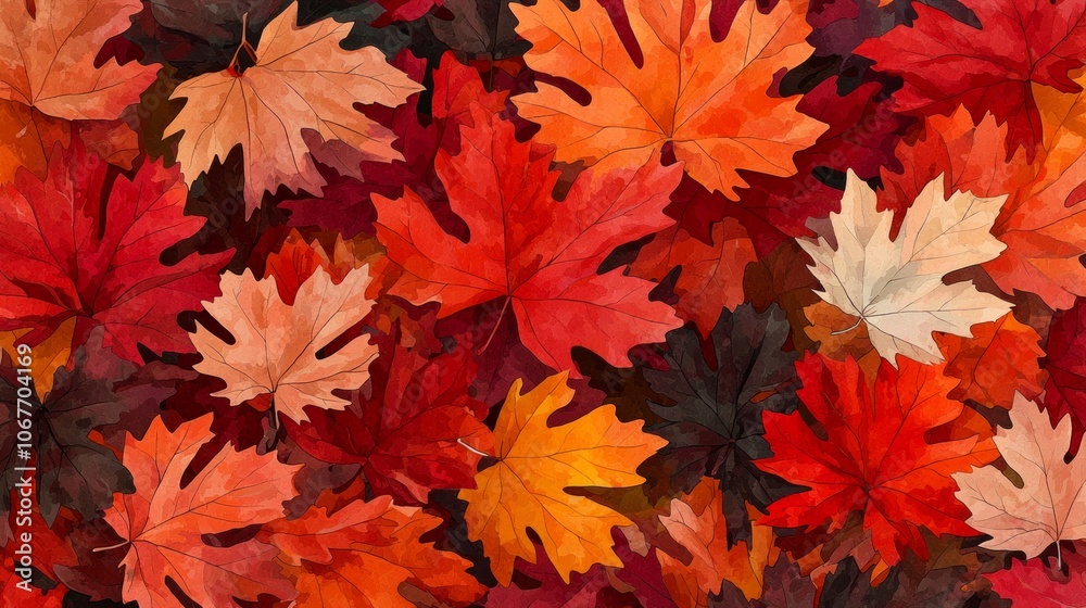 A vibrant arrangement of autumn leaves in various colors and shapes. A vibrant arrangement of autumn leaves in various colors and shapes.