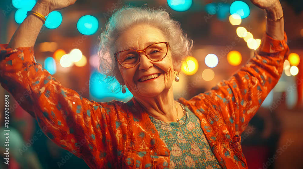 una mujer mayor bailando muy feliz sonriente y divertida mujer atractiva y elegante con vitalidad y bienestar fisico y emocional una mujer mayor bailando muy feliz sonriente y divertida mujer atractiva y elegante con vitalidad y bienestar fisico y emocional