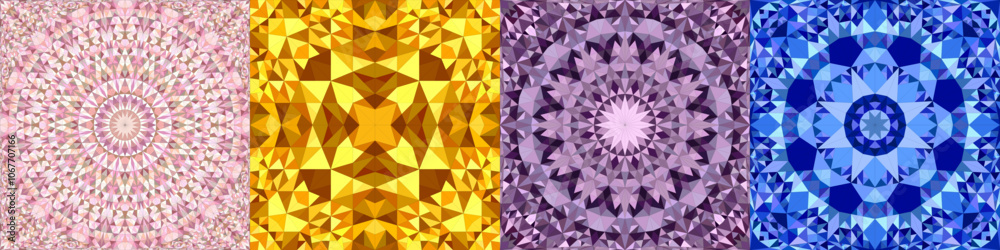 Seamless geometrical mandala pattern set Seamless geometrical mandala pattern set
