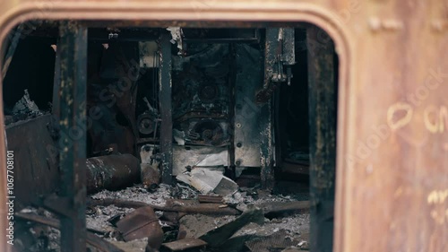 close up ukraine Kyiv summer august 2, 2024 sofievskaya square capital military scrap metal remains of destroyed equipment ukrainian - russian war photo