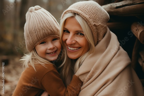 A cozy moment  mother and child embracing love in a warm scandinavian inspired space