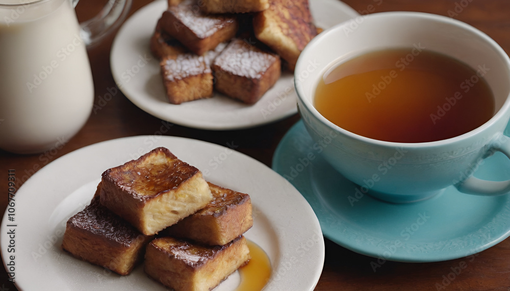 french toast bites with cinnamon sugar and maple syrup on the side french toast bites with cinnamon sugar and maple syrup on the side