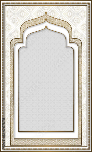 Muslim prayer rug illustration design. Arab decorative ornament. textile products