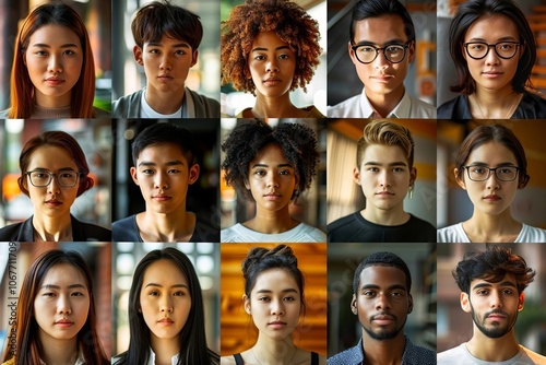 Diverse Avatar Portraits: Collage of People's Headshots