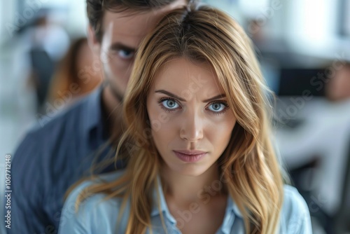Wallpaper Mural Woman in the Office: A Victim of Sexual Harassment by a Male Colleague Torontodigital.ca