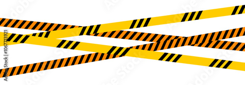 yellow warning tape set: designed for industrial safety, roadwork, construction, and hazard zones. Vector illustration