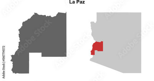 La Paz County (Arizona) blank outline map set