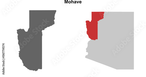 Mohave County (Arizona) blank outline map set