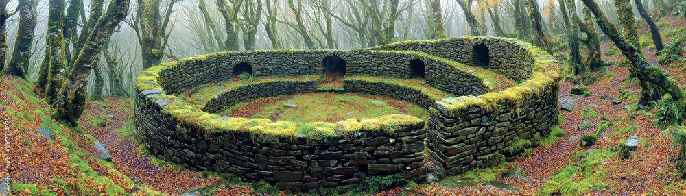 Ancient Stone Structure Surrounded by Lush Forest Ancient Stone Structure Surrounded by Lush Forest