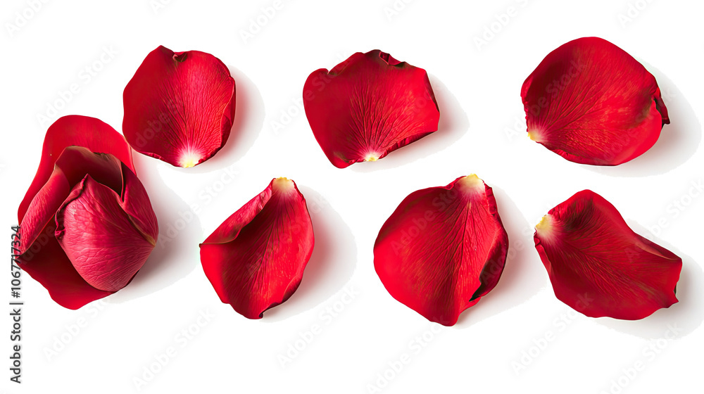 Scattered Red Rose Petals on a Transparent Background for Decoration Generative AI Scattered Red Rose Petals on a Transparent Background for Decoration Generative AI