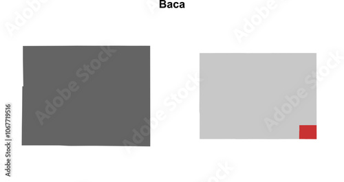 Baca County (Colorado) blank outline map set photo