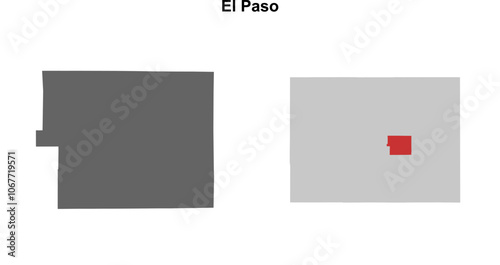 El Paso County (Colorado) blank outline map set