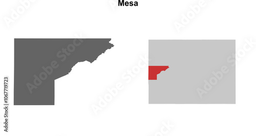 Mesa County (Colorado) blank outline map set