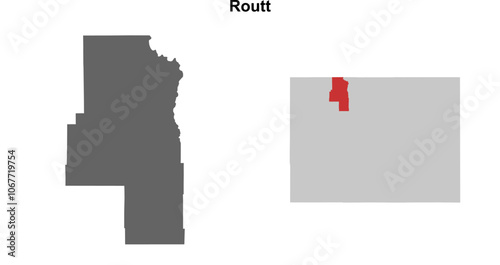 Routt County (Colorado) blank outline map set photo
