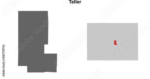 Teller County (Colorado) blank outline map set photo