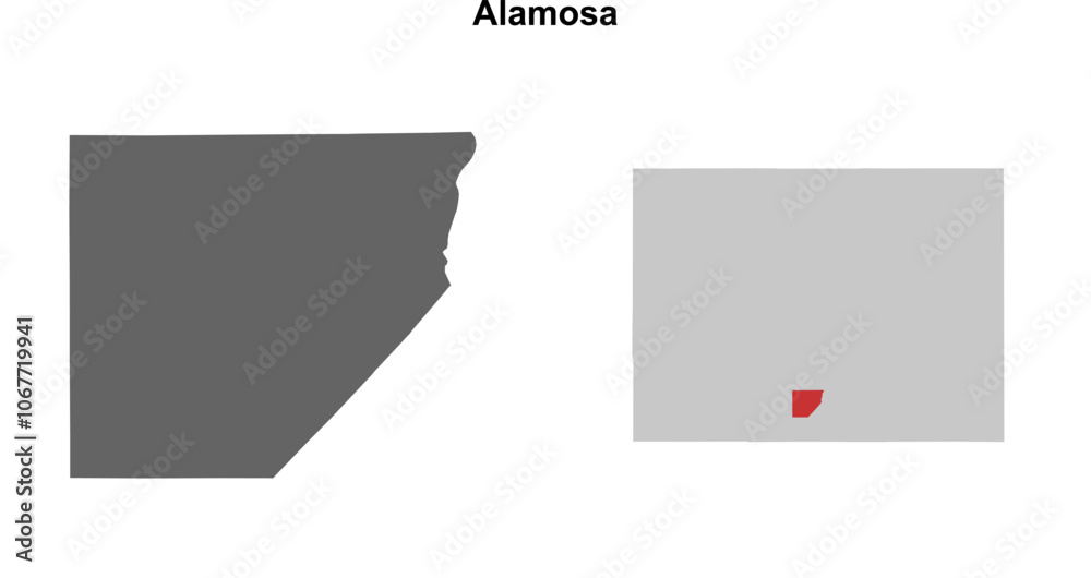 Alamosa County (Colorado) blank outline map set Alamosa County (Colorado) blank outline map set