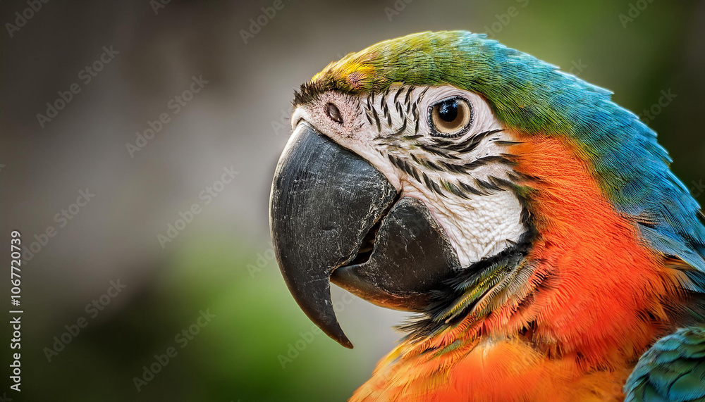 Close-Up of a Colorful Parrot, Showcasing Its Vibrant Feathers and Exotic Appeal Close-Up of a Colorful Parrot, Showcasing Its Vibrant Feathers and Exotic Appeal