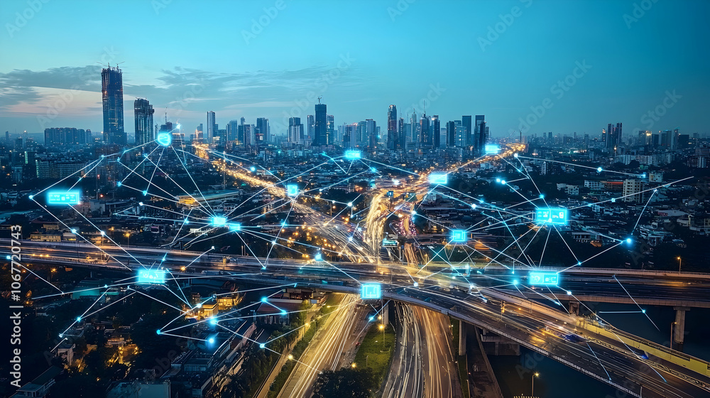 Fototapeta premium Conceptual representation of edge computing, emphasizing real-time data processing and minimal latency 