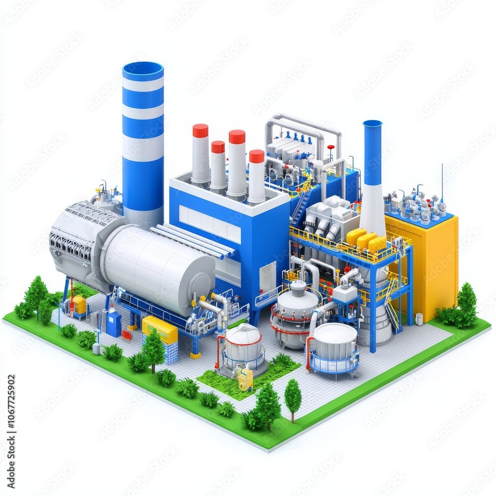 Power Plant Clipart with White Background,  Die-cut