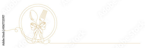 cutlery continuous line art vector