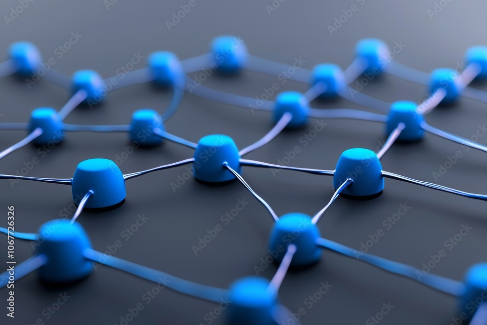 In blue hues, a visionary representation of nanotechnology depicts illuminated lattice structures, which represent groundbreaking advances in biotechnology.
