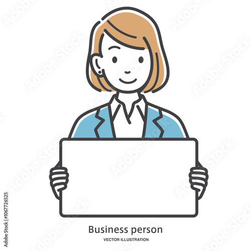 フリップを持つビジネスウーマンのイメージイラスト素材