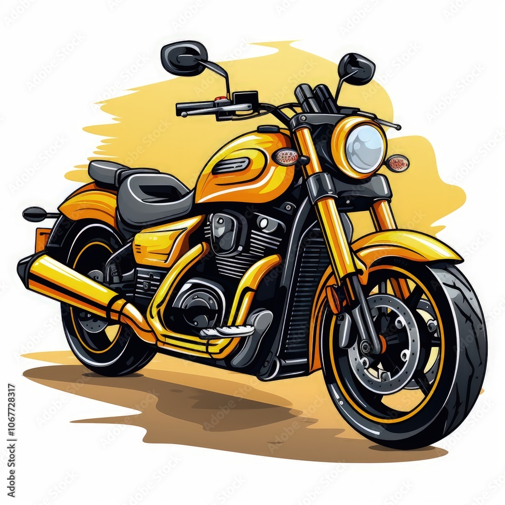 Minimalistic Flat Motorcycle Illustration in Vibrant Memphis Style Minimalistic Flat Motorcycle Illustration in Vibrant Memphis Style