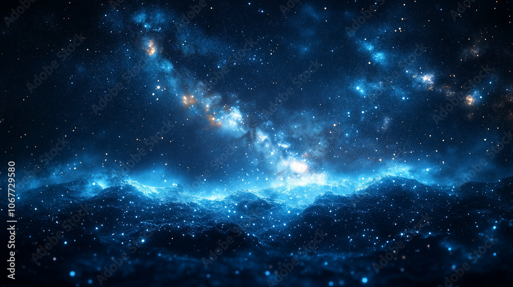 Obraz premium Illustration de constellations célestes et ciel nocturne avec étoiles lumineuses et nébuleuses éthérées
