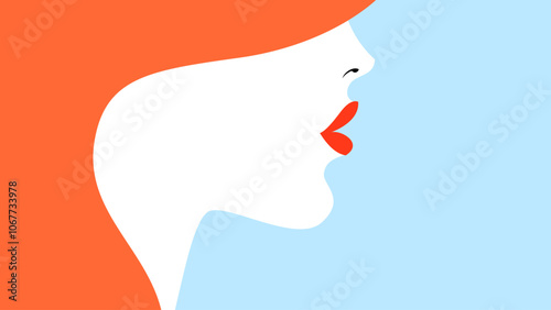 Red haired girl face in profile